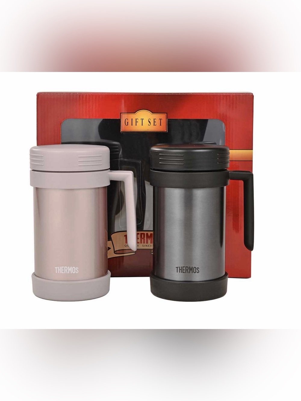 Thermos Travel Tumbler Gift Set 2pc Stainless, Handle Lid 500ml each